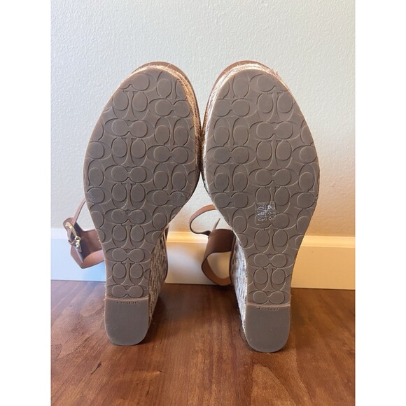 COACH BROWN HIGH ESPADRILLE WEDGE SANDAL STYLE# FG2110 SIZE: 11 B ANKLE CHARMS - Picture 13 of 13